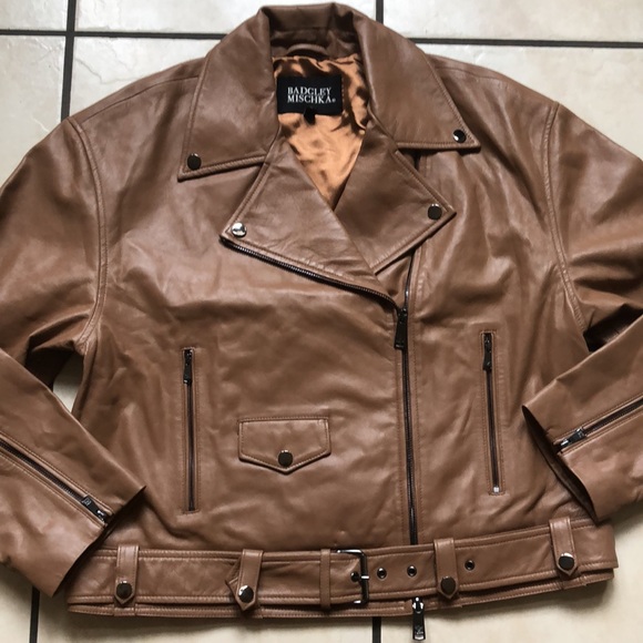 Badgley Mischka Rochelle Leather Moto Jacket - Picture 3 of 5